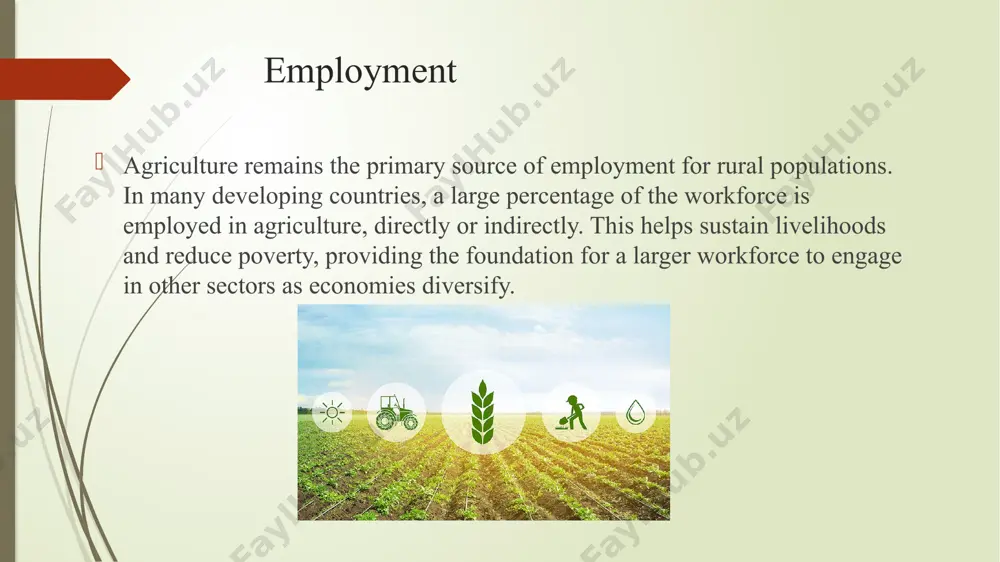 economic growth potential. population growth and land scarcity: rapid population growth places pressure on land resources. as demand for food increases, the need for sustainable agricultural practices grows, as does competition for limited arable land. this can lead to conflict over resources and inefficiencies in land use. agriculture and sustainable economic growth: sustainable agriculture is critical for ensuring that the economic benefits of agriculture are long-term. here are some strategies for promoting sustainable agriculture that can foster economic growth: diversification of agricultural products: encouraging farmers to diversify their crops or livestock helps spread risks and increases the variety of products available in the market. this diversification can boost household income and contribute to greater food security. promotion of eco-friendly practices: practices like organic farming, conservation tillage, agroforestry, and crop rotation can help preserve the environment while boosting productivity. these eco-friendly techniques also reduce the reliance on chemical fertilizers and pesticides, …