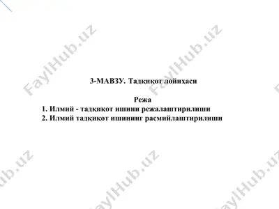 3-mavzu. tadqiqot loyihasi — PPT