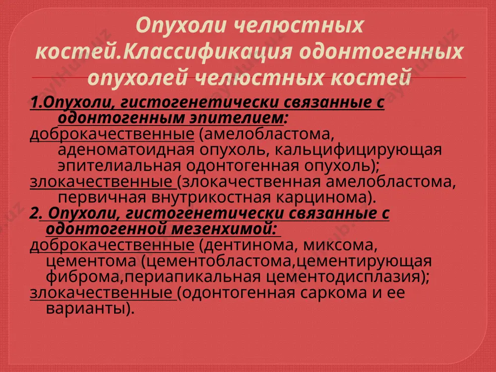 ласти премоляров и рзцов нижней челюсти.связана с корнями одного или нсколько зубов.растут медленно,могут рецидивировать. микроскопически:цементоподобная ткань в ивде причудливо вплетающихся комплексов со следами перестройки. периапикальная цементодисплазия. локализация: в области верхушек нижних резцов в виде избыточного образования цемента по типу грубоволокнистой кости. ›››››› амелобластическая фиброма. встречается чаще в возрасте 15- 25 лет у лиц мужского пола. локализация: нижняя челюсть в области нремоляров и моляров. растег быстро. макроскопически: зона разрежения костной ткани челюсти с ее деформацией и отсутствием в этой зоне зубов. на разрезе представлена тканью мягко-эластической консистенции серовато-белого цвета. микроскопически: островки пролиферирующего одонтогенного эпителия без образования фолликулов. островки заключены в рыхлую мезенхимоподобную соединительнотканную строму. амелобластическая фиброодонтома эта смешанная одонтогенная опухоль состоит из эпителия и мезенхимы, и её наблюдают почти исключительно в возрасте, когда происходит развитие зубов, т.е. до 20 лет, несколько чаще у мужчин. больные обычно жалуются на несостоявшееся прорезывание одного или нескольких зубов. чаще не прорезываются боковые зубы нижней челюсти, …