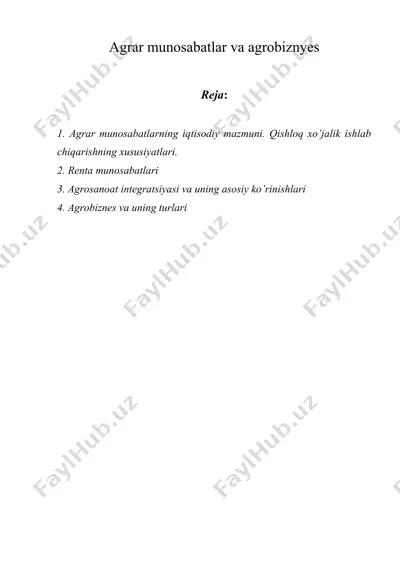 agrar munosabatlar va agrobiznyes — DOCX