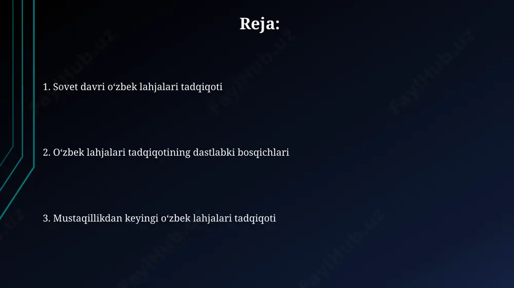 ахс ва сон шаклларининг 12 тадан ортиқ варианти мавжудлиги аниқланган ва тадқиқ этилган. kelajakdagi tadqiqotlar istiqbollari oʻzbek tilining turli shevalari va ularning adabiy tildagi oʻzgarishlarga taʼsirini 100 yillik davr ichida (1924-2024) taqqoslash orqali lingvistik modellarning aniqligi va samaradorligini oshirish mumkin. markaziy osiyo mintaqasidagi turkiy tillar bilan oʻzbek dialektlarining leksik va grammatik aloqalarini aniqlash uchun 3000 soʻzli taqqoslama lugʻat yaratish loyihasi samarkand davlat universiteti tomonidan boshlanishi mumkin. 21-asrda oʻzbekistonning 5 ta mintaqasida (xorazm, buxoro, samarqand, toshkent va fargʻona) dialektlarning fonetik xususiyatlarini kompyuter yordamida tahlil qilish boʻyicha keng koʻlamli tadqiqotlar oʻtkazish rejalashtirilgan. zamonaviy oʻzbek lahjalari tadqiqotining asosiy yoʻnalishlari oʻzbek tilining leksik boyligini va fonetik xususiyatlarini tahlil qilishda, taxminan 10 ta yirik shahar va qishloq joylarida toʻplangan ma'lumotlar, dialektlarning tarixiy rivojlanishi va zamonaviy holatini tushunishda muhim ahamiyat kasb etadi. oʻzbek lahjalari geografiyasi va ularning oʻzaro aloqalarini oʻrganishda, masalan, fargʻona vodiysidagi va xorazm viloyatlaridagi lahjalarni taqqoslash orqali 5 ta asosiy lahja guruhi aniqlangan. zamonaviy …