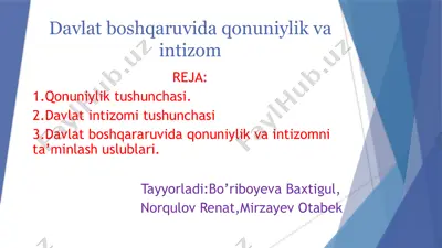 davlat boshqaruvida qonuniylik va intizom — PPTX