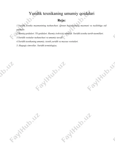 yuridik texnikaning umumiy qoidalari — DOCX