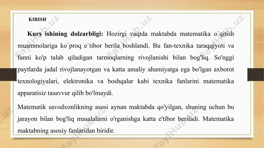 lada muammolarni yechish usullarini o'qitish jarayonini kuzatishga harakat qilamiz, ularni maktab darsliklarida yechishga o'rgatish tuzilmasini ko'rib chiqamiz, shuningdek, muammolarni aniq bir usul bilan echishni o'rgatishning afzalliklari va kamchiliklarini ko'rib chiqamiz. shuningdek, muammoning asosiy tarkibiy qismlarini ajratib ko'rsatish kerak va ularni hal qilishni o'rganayotganda nimalarga e'tibor berish kerak. umuman olganda, muammolarni hal qilishni o'rganish uchun siz ularni hal qilishingiz va turli muammolarni turli yo'llar bilan (ya'ni turli yo'llar bilan) hal qilishingiz, echimlarni tahlil qilishingiz, taqqoslashingiz, har bir holatda afzallik va kamchiliklarni topishingiz kerak. 1.2 boshlang'ich sinflarda iqtisodiy masalalar yechishning asosiy bosqichlari. ob'ektlarning tabiatiga ko'ra, topshiriqlar sof matematik bo'linadi, ularda barcha ob'ektlar matematik (sonlar, raqamlar, funktsiyalar, tenglamalar va boshqalar) va amaliy yoki amaliy, ayrim ob'ektlar matematik bo'lmagan (ob'ektlar, mashinalar va boshqalar). .d.). talablarning xarakteriga ko'ra barcha matematik masalalar quyidagi turlarga bo'linadi: 1) berilgan ob'ektning kerakli xarakteristikasi (sifat yoki miqdoriy) yoki ob'ektlar orasidagi kerakli munosabatni topish; 2) isbot yoki tushuntirish uchun; 3) qandaydir …