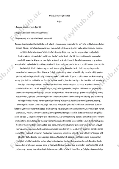 tuproq bonitet — DOCX