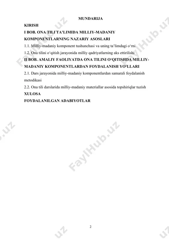larida xalq og‘zaki ijodi, qadriyatlar, urf-odatlar, bayramlar, milliy timsollar va boshqa madaniy elementlardan foydalanish o‘quvchilar ongida o‘z millatining noyobligiga ishonch uyg‘otadi. yangi avlod o‘quvchilari uchun mo‘ljallangan darsliklar va o‘quv qo‘llanmalarda ham til bilan birga milliylikni singdiruvchi matnlar, mashqlar, topishmoqlar, maqollar, ertak va hikoyatlar keng o‘rin olmoqda. bu holat ona tilini o‘qitish jarayonida endilikda faqat grammatik qoidalarni tushuntirish emas, balki madaniy mazmunli yondashuvga asoslangan holda o‘quvchilarning tafakkurini, dunyoqarashini shakllantirish yo‘nalishida yangi bosqichga ko‘tarilganini ko‘rsatadi. shuningdek, o‘quvchilar madaniy komponentlar asosida tayyorlangan topshiriq va matnlar bilan ishlash orqali turli xalq ijodi namunalarini o‘rganadilar, bu esa ularning tilga bo‘lgan mehrini mustahkamlab, tilni jonli, hayotiy vosita sifatida qabul qilishlariga xizmat qiladi. ona tili darslari nafaqat lingvistik bilimlar, balki ma’naviy-ma’rifiy tarbiya, estetik did, milliy g‘urur, tarixiy xotira va axloqiy qarashlarni ham singdiruvchi vositaga aylanmoqda. bugungi kunda ta’lim tizimida kompetensiyaviy yondashuv asosida shaxsni har tomonlama rivojlantirishga katta e’tibor qaratilmoqda. tilni o‘rganish bu jarayonning asosiy qismlaridan biri bo‘lib, …