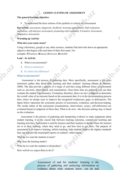 types of assessment — DOCX
