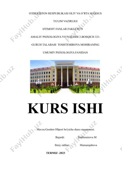 gordon ollport bo'yicha shaxs muammosi — DOCX