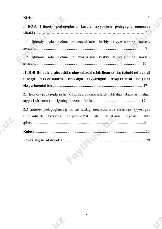 asdir qanday bo‘lishidan qat‘i nazar, o‘qituvchilarni tayyorlash uchun muhim ahamiyatga ega fan sohasi. bizning fikrimizcha, “ijtimoiy pedagogika” moduli “umumiy pedagogika” fani tizimli tashkiliy fan hisoblanadi o‘qituvchining ijtimoiy-pedagogik yo‘nalishining tarkibiy qismi trening. ushbu modulning o‘qituvchilar malakasini oshirishga kiritilishi dastur quyidagi zamonaviy bilan bevosita bog‘liq shartlar: - o‘rtasidagi munosabatlarni insoniylashtirish zarurati shaxs va jadal rivojlanayotgan jamiyat; − ijtimoiy-pedagogik bilimlarning o‘rn ijtimoiy sohaning barcha sohalari rivojlanishini ilmiy ta‘minlash amaliyot (ijtimoiy institutlar, ijtimoiy xizmatlar tizimi); − ijtimoiy-pedagogik faoliyatning rolini oshirish. ilmiy, uslubiy adabiyotlarda, “ijtimoiy pedagogika” fanining tarkibiy qismi sifatida talqin etiladi ijtimoiy pedagogika bo‘yicha mutaxassislarni kasbiy tayyorlash, ijtimoiy ish, maxsus psixologiya, tuzatish va reabilitatsiya pedagogika bo‘lib, o‘z ichiga bo‘lim va mavzulardan iborat ekologik va shaxsiy ijtimoiy pedagogika ijtimoiy pedagogning kasbiy faoliyati shaxsni har tomonlama rivojlantirish, ijtimoiy adolat va inklyuzivlikni ta‘minlashga qaratilganligi bilan o‘ziga xosdir. ijtimoiy pedagoglar erta bolalikdan to voyaga yetgunga qadar va turli sharoitlarda, jumladan, maktablarda, mahalla markazlarida, kasalxonalarda va axloq tuzatish muassasalarida …