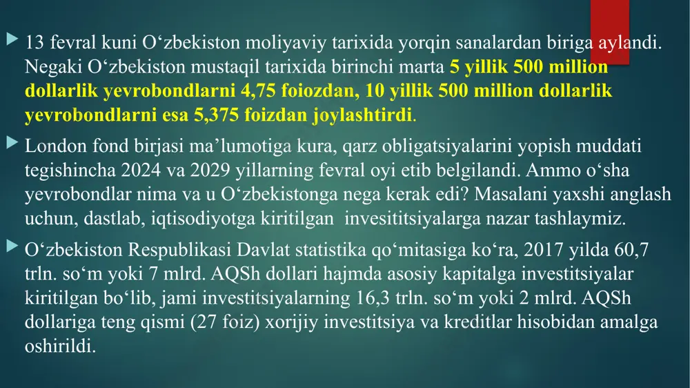 o’zbekiston chiqargan yevrobondlar - Page 4