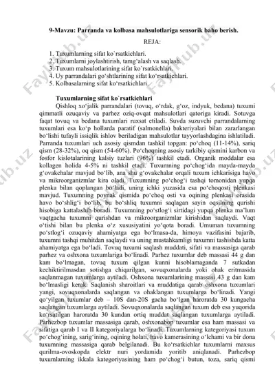 parranda va kolbasa sensorik baho berish — DOCX