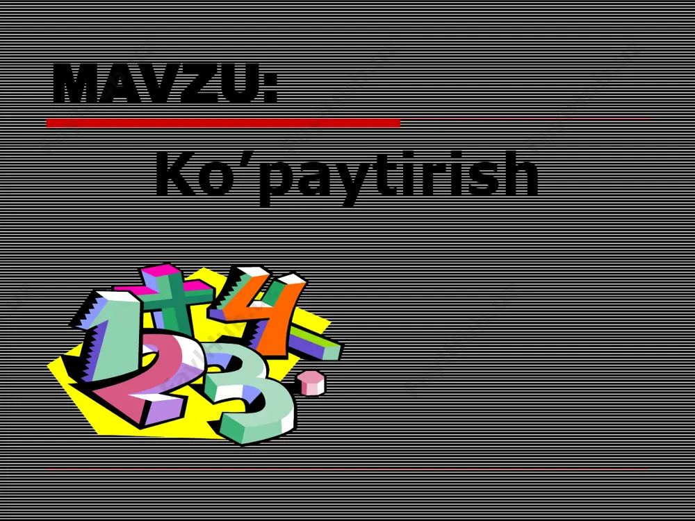da pishadi? ular teng og’irligi bir xil. 3 minutda testlar bilan ishlash. ko’paytirishning hadlari qaysi qatorda to’g’ri ko’rsatilgan? a) ko’paytuvchi, ko’paytuvchi, ko’paytma b) ko’paytuvchi, ko’paytma, yig’indi d) kamayivchi, ayriluvchi, ko’paytma . . . 2. agar noma’lum sonni 3 ga ko’paytirsak 90 hosil bo’ladi. noma’lum sonni toping. 18 30 d) 60 . . . . . uyga vazifa 6-7-misol va masalalar