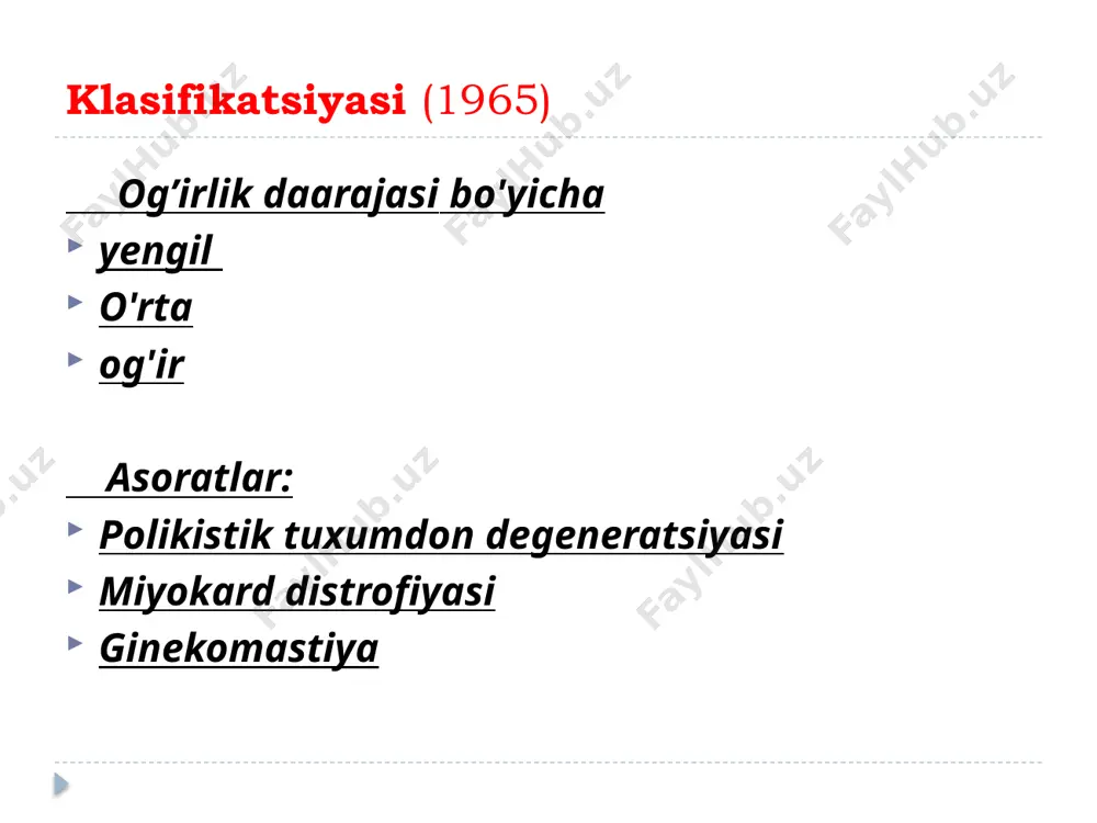 еритол (0,005 г) по 1 таблетке в день дофаминергический обмен нормализует циклодинон (мастодинон) по 30 кап 2 раза в сутки парлодел (бромокриптин)по 1,25—2,5 мг в день достинекс (каберголин) по ½ таблетки 2 раза в неделю davolash циклическая витаминотерапия в первую фазу цикла - с 5 по 15 день менструального цикла фолиевая кислота по 2 таблетки (1т=1 мг) 3 раза в сутки, глутаминовая кислота по 1 таблетке (0,25 г) 3-4 раза в день 3 месяца во вторую фазу цикла — с 16 по 25 день менструального цикла - витамин с по 200 мг 3 раза в сутки. витамин е по 100 мг 2 раза в сутки курсами по 30 дней прием 30 дней перерыв независимо от фаз цикла. davolash agar glyukoza intoleransi aniqlansa, metformin (siofor) 3-6 oy davomida kuniga 1500 mg dozada tavsiya etiladi. 6 yoki undan ortiq oy davomida kuniga 75 mg veroshpironni tayinlash ham samaralidir. preparat diuretik, gipotenziv va …