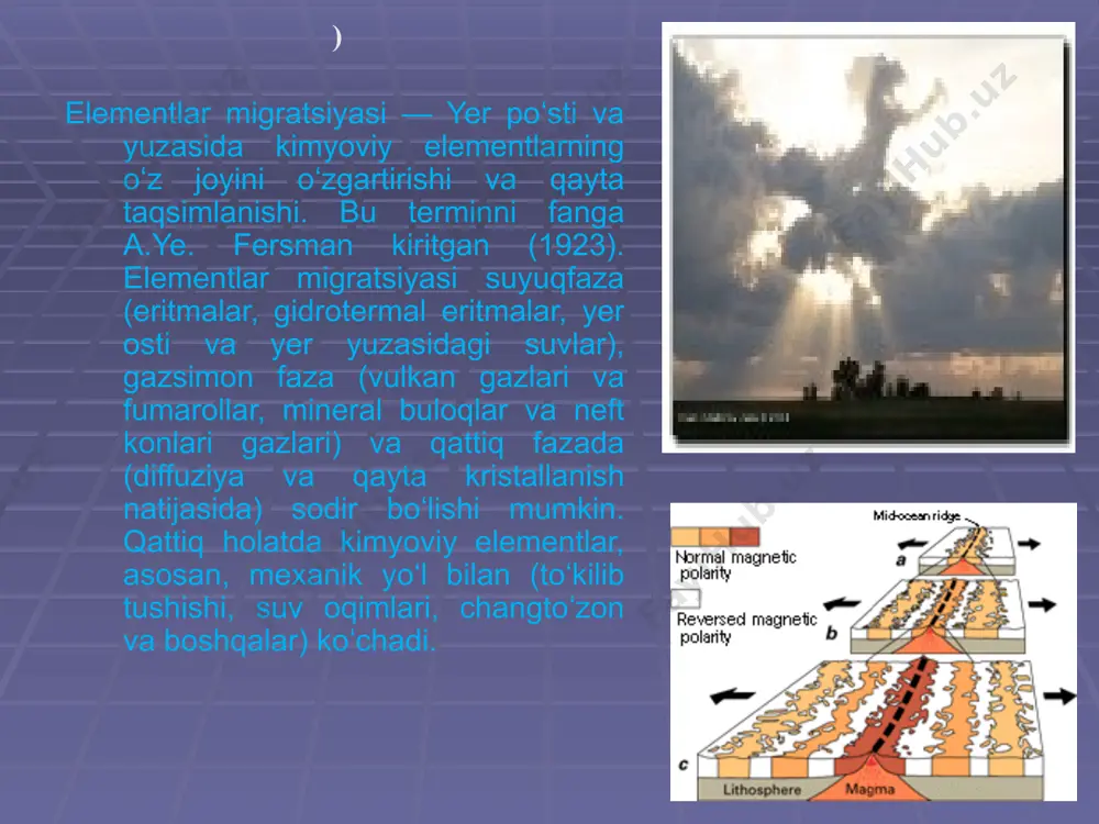 tuproqlar antropogen omillar ta’sirida transformatsiyalangan. ushbu tuproqlarda ni, sb-larni biogeokimyoviy ijobiy provinsiyalari mavjud. tanlab olingan 15 element uchun olingan natijalar fon miqdorlari rolini ijro etishi mumkin. cho'l sharoiti iqlimi minerallashgan sizot suvlari va ularning kuchsiz harakati, ya'ni oqib chiqib ketishini qiyinligi, tuproqlarni shakllanishiga jiddiy ta'sir ko'rsatadi va hududda xar xil darajada sho'rlikka, o'simlik va hayvonot biomassasiga ega bo'lgan gidromorf tuproqlarni shakllantiradi. bu holat xususan markaziy farg'onaga tegishli. bunda minerallashgan sizot suvlarini kimyoviy tarkibi, mineralizatsiya darajasi, bosimi er ustidagi biomassa va tuproq qatlamlarini kimyoviy tarkibiga jiddiy ta'sir ko'rsata boshlaydi va siklik elementlarning biogeokimyoviy aylanma xarakatda o'z aksini topadi. natijada holatni o'rganish zaruriyati tug'iladi, qolaversa bu dolzarb muammo hisoblanadi. shu holatni endilikda er po'stida, uning yupqa plyonkasi bo'lgan tuproq qatlamida, tuproq zarrachasida, o'simlik qoplamida, hatto hujayrada ko'rishimiz mumkin. hozirgacha asosan 8 ta, ya'ni o, si, al, fe, ca, na, mg, k elementlarni biosferadagi, ya'ni tuproq, o'simlik, suv va mikroorganizmlarda nisbatan yaxshiroq o'rganilgan. …