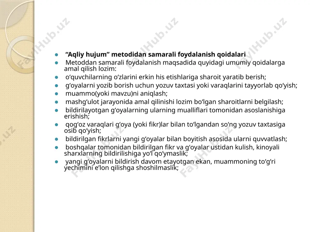 alarni topish oson emasligini, ba’zilari esa o‘z-o‘zidan paydo bo‘lishini bilishadi. g‘oyalar tashqi ta‘sirlardan va yangi impulslardan kelib chiqadi. bu yurish, dush, plyajda yotish yoki odamlar bilan suhbatlashish bo‘lishi mumkin. disney usuli (disney method) disney usuli, shuningdek uolt disney strategiyasi deb ham ataladi, bu ijodkorlik usuli, shuningdek, qaror qabul qilishda yordam beradi. hamma narsa rol o‘ynash bilan amalga oshiriladi. usul 3-4 kishilik guruh bilan yaxshi ishlaydi, lekin uni yakka o‘zi amalga oshirish mumkin. turli xil rollar mavjud bo‘lib, ushbu rolda o‘zini o‘zi yashaydi. /docprops/thumbnail.jpeg