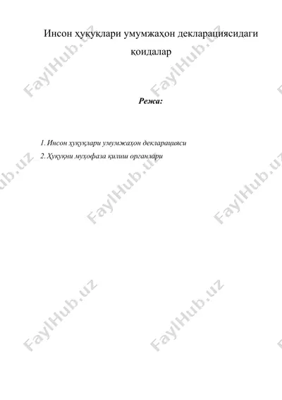 инсон ҳуқуқлари умумжаҳон декларациясидаги қоидалар — DOCX