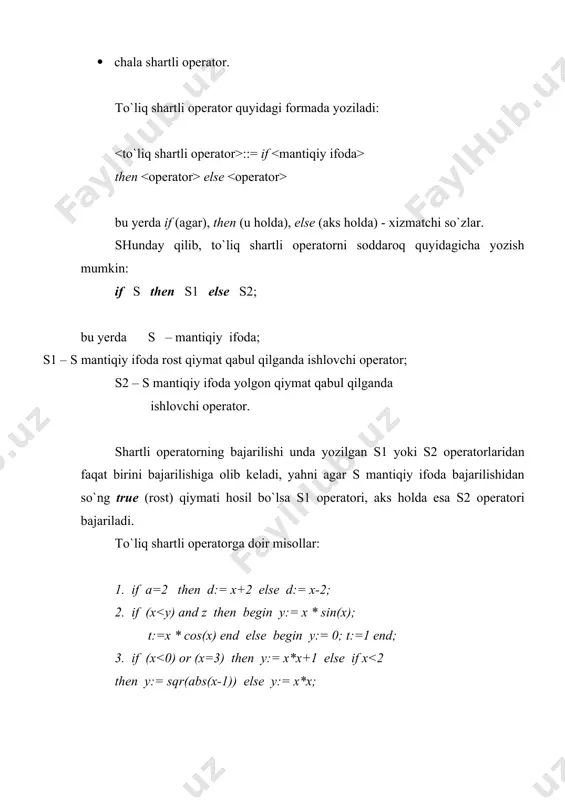 tashkiliy, o`tish va shartli operatorlar - Page 5