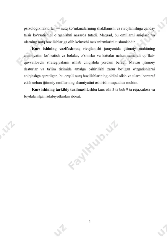 qonli rivojlanishini ta’minlashda muhim o‘rin tutadi. nutq insonning asosiy muloqot vositalaridan biri bo‘lib, u orqali fikr almashish, o‘zini ifoda etish va ijtimoiy hayotga moslashish jarayoni amalga oshiriladi. shu sababli, nutqida muammolar mavjud bo‘lgan bolalarni erta bosqichda aniqlash va ularga mos pedagogik yondashuvlarni qo‘llash ularning kelajakdagi muvaffaqiyatini belgilab beradi.nutq nuqsonlarini bartaraf etish uchun maxsus pedagogik metodlardan foydalanish zarur. eng avvalo, bu muammoni aniqlash va individual yondashuvni belgilash muhimdir. har bir bola o‘ziga xos xususiyatlarga ega bo‘lib, nutq muammolari ham turlicha shakllarda namoyon bo‘lishi mumkin. shuning uchun, pedagoglar va logoped mutaxassislar tomonidan maxsus diagnostika o‘tkazilishi lozim.pedagogik yondashuvlarda eng samarali usullardan biri logopedik mashg‘ulotlardir. bu mashg‘ulotlar orqali bolalar nutq apparatini rivojlantirish, to‘g‘ri talaffuz qilish va muloqot qobiliyatlarini shakllantirish imkoniyatiga ega bo‘ladilar. logopedik mashg‘ulotlar individual yoki guruhli shaklda olib borilishi mumkin. guruhli mashg‘ulotlar orqali bolalar o‘z tengdoshlarining yordami bilan nutqini rivojlantirish imkoniyatiga ega bo‘lishadi.bundan tashqari, pedagogik jarayonda o‘yin metodlaridan foydalanish muhim ahamiyatga ega. o‘yinlar …
