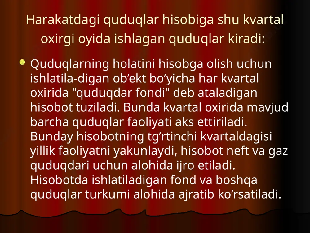 gan ma'lumotlar jadval yoki grafik holda tahlil qilinishi mumkin. tog` jinsning umumiy zarrachalari og`irligini, ularning diametri orqali bog`liqligini yarim logarifmik tasvirga tushirilsa, grafikda uchta harakterli nuqta ko’zga tashlanadi tog` jinslarining g`ovakligi tog` jinslari ichidagi boshliqlar ularning g`ovakligini bildiradi. g`ovaklik esa uz navbatida g`ovaklilik koeffitsienti bilan harakterlanadi. tog` jinsi ichidagi hamma boshliqlar hajmining (vbush) umumiy tog` jinsi hajmiga (vy) bo’lgan nisbati to’liq (yoki mutlaq) g`ovaklik koeffitsienti deyiladi. g`ovaklik koeffitsienti foizda yoki o’nli birlikda o’lchanadi. tog` jinsidagi boshliqlar hosil bo’lish jarayoniga qarab ikki turli bo’ladi - birlamchi va ikkilamchi boshliqlar. birlamchi boshliqlarga zarrachalar; qatlamchalar orasidagi boshliqlar va uzoq geologik davrlarda yotqiziqlarning paydo bo’lish vaqtida hosil bo’lgan boshliqlar kiradi. ikkilamchi boshliqlarga esa har xil tektonik harakatlar oqibatida yangidan paydo bo’lgan katta darzliklar, tog` jinslarining maydalanishidan, erishidan va u.k.lardan paydo bo’lgan boshliqlar kiradi. tog` jinslari boshliqlarining to’zilishi ularning donadorligiga, shakliga, katta - kichikligiga, kimyoviy tarkibiga bog`liq bo’ladi. bundan tashqari, katta va kichik g`ovaklarning nisbatiga …