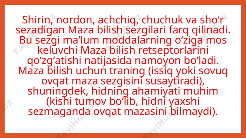 lar uzunasiga, koʻndalang va vertikal yoʻnalishda. tilni suyaklarga biriktiradigan skelet muskullari esa juft engaktil, engaktil osti va bigizsimon oʻsiq muskullaridan iborat boʻlib, t.ning oson harakat qilishiga yordam beradi. til arteriyasi shoxchalari tilni qon bilan taʼminlaydi. tilni til nervi, tilhalqum nervi hamda til osti nervi innervatsiya qiladi. engak osti, qisman jagʻ osti va chuqur boʻyin limfa tugunlari t.ning regionar limfa tugunlaridir. glossit (yun. glossa — til, itis — yallig'lanish) — til toʻqimalarining yalligʻlanishi. shikastlanish, patogen mikroorganizmlar ta'sirida yoki boshqa kasalliklar ta'sirida paydo bo'luvchi holat sifatida tilning yallig'lanishi. glossit tilning og'rig'ini yoki odatda yallig'lanishni, tilning orqa yuzasining depapilatsiyasini (til papillasining yo'qolishi) silliq va eritematoz (qizarib ketgan) sirtni keltirib chiqarishini anglatishi mumkin (ba'zan atrofik deb ataladi). simptomlar tilning silliq, porloq ko'rinishi, til papillalarini yo'qotishdan kelib chiqadi. til rangi o'zgaradi, odatda sog'lom tilning oddiy oq-pushti rangiga qaraganda quyuq qizil rangga aylanadi. tilning shishishi. chaynash, yutish yoki gapirishda qiyinchilik (tilning og'rig'i yoki tilning shishishi tufayli). …