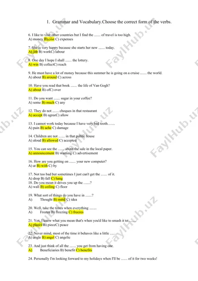 grammar and vocabulary — DOCX