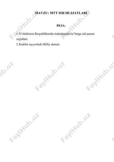 o‘zbekiston respublikasida maktabgacha ta’limga oid qonun xujjatlari — DOCX
