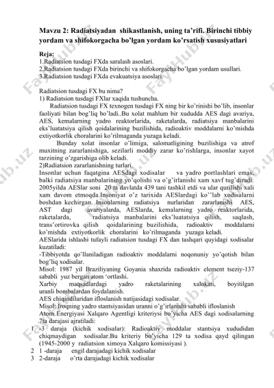 radiatsiyadan shikastlanish va uning ta'rifi — DOCX