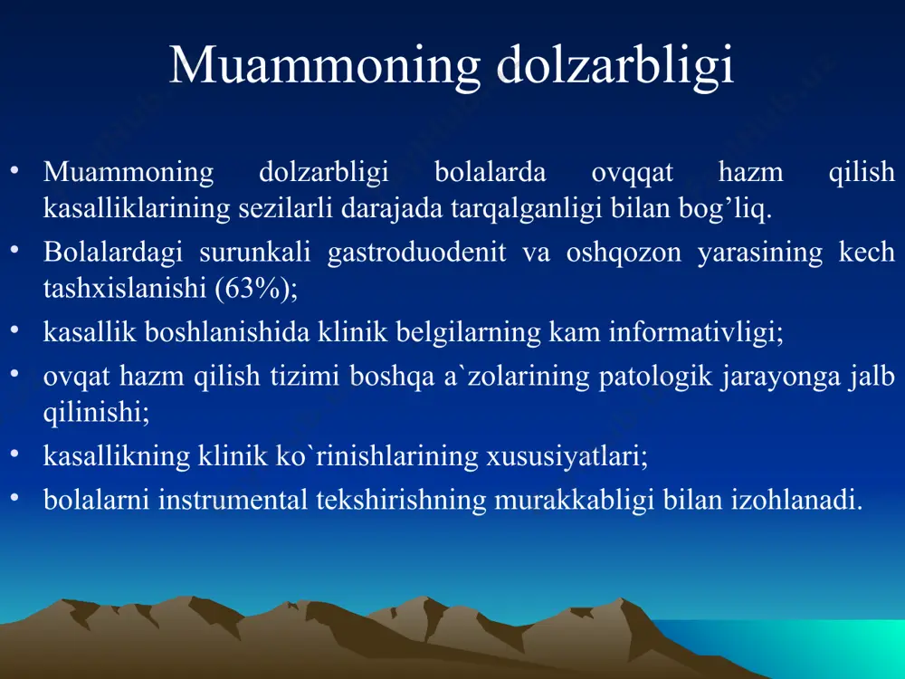 ziq moddalar energetik va qurilish materillari sifatida muhim (oqsillar, yog’lar, uglevodlar). undan tashqari organizmga kerakli miqdorda suv, mineral tuzlar, vitaminlar). ovqat hazm qilish a'zolarining gisto-morfologik tuzilishi epiteliy shilliq pardaning xususiy plastinkasi shilliq pardaning muskul plastinkasi shilliq osti asosi muskul pardasi shilliq parda qavati bir necha qatlamlardan iborat: epiteliy (kơp qavatli yassi epiteliylar – og’iz bơshlig’i, qizilơngach, tơg’ri ichakning orqa bơlimi, siydik ajratish yơllari; bir qavatli silindrsimon - jigarda, yo’g’on ichakda; prizmatik - ingichka ichak, traxeyada). shilliq pardaning muskul plastinkasi – shilliq osti qavati chegarasida joylashib, uning qisqarishi shilliq pardaning qat (burma) hosil qilishiga olib keladi. shilliq pardaning funksiyasi: bar’er, himoya, sekretor. shilliq osti pardasi, siyrak shakllangan biriktiruvchi tơqimadan tashkil topgan bơlib, ichak harakatchanligini ta'minlab, ichak yuzasi shaklini belgilab beradi. tơqima tarkibida nerv uchlari joylashgan shilliq qavat hazm yơlining og’iz bơshlig’i va halqumdan boshqa hamma joyda uchraydi, meda va ichaklarda turli burmalarni hosil qilishda ishtirok etadi. bu erda qon va limfa …