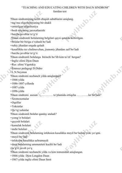 "teaching and educating children with daun sindrom" fanidan test — DOCX