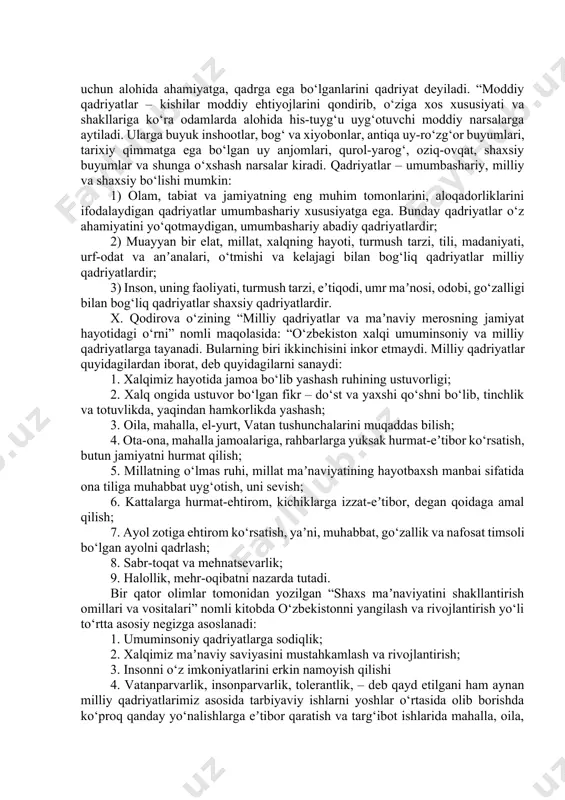 gina ega bo‘lish mumkin. аlbatta, ijtimoiy hayot davomida oilada ota-ona va bola o‘rtasida turli voqea va hodisalar, tushunmovchiliklar bo‘ladi. insonning eng sof tuyg‘ulari, ilk hayotiy tushuncha va tasavvurlari birinchi galda oilada ota-onaning qalb qo‘ridan chiqadigan mehr-muhabbati, shirin so‘zi orqali shakllanadi. bolaning xarakteri, tabiati va dunyoqarashini belgilaydigan maʼnaviy mezon va qarashlar – ezgulik, olijanoblik, mehr-oqibat va or-nomus kabi muqaddas tushunchalarning poydevori oila muhitida qaror topadi. shunday ekan, oilada nojo‘ya ish qilib qo‘ygan bola yig‘laganda ona yoki ota do‘q urib, “hoziroq yig‘ini to‘xtat!”, deb qattiq gapirishi yaramaydi. chunki, bola noto‘g‘ri yoki ayb ish qilganini o‘zi ham anglagan va qo‘rqib ketganidan yig‘lab yuborgan bo‘lishi mumkin. bu holatda ota yoki ona bolani bag‘riga bosib, tinchlantirib, unga ehtiyot bo‘lish kerakligini aytishining o‘zi kifoya. аksincha, ota-ona o‘zidan itarib, uni jazolab, qo‘pol muomalada bo‘lsa, bola “stress” yoki “shok” holatiga tushib, uning nutqiga, fikrlashiga, eshitish, xulosa chiqarish qobiliyatiga salbiy taʼsir ko‘rsatishi mumkin. ko‘p hollarda kechki payt yoki nonushtadan …