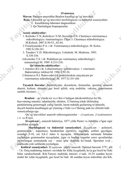 patogen anaeroblar.bradzot kasalligi qo’zg’atuvchisi — DOCX