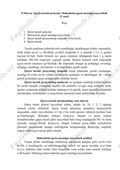qayta tarash jarayoni — DOCX