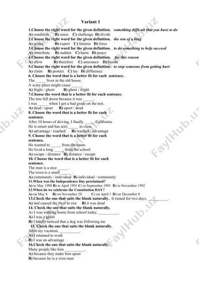 vocabulary test — DOCX