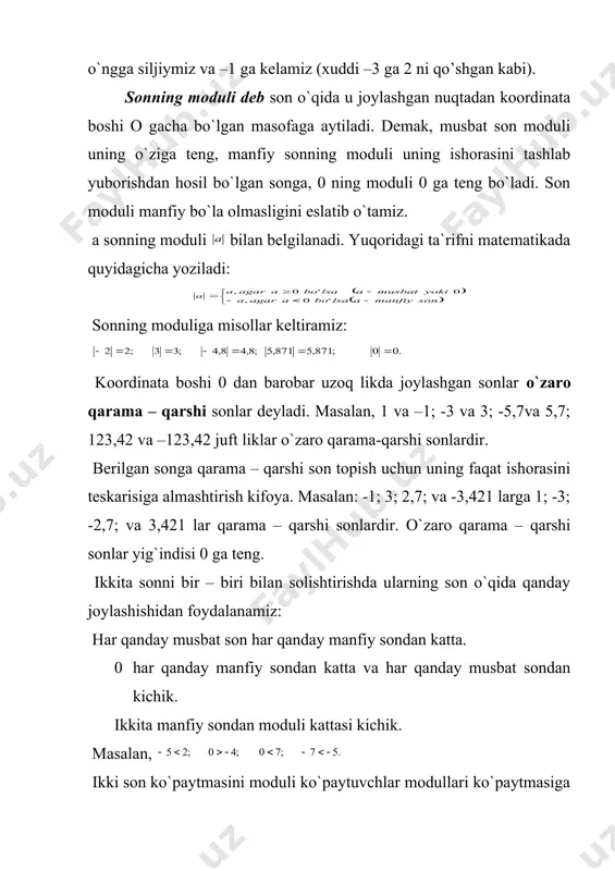 son tushunchasini kengaytirish manfiy va musbat sonlar - Page 5