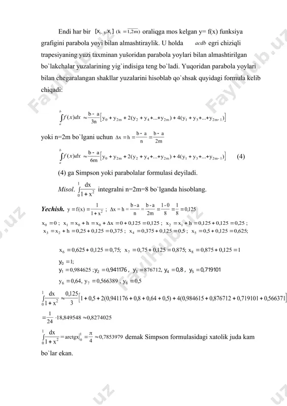 aniq integrallarni taqribiy hisoblash xosmas integrallar - Page 5