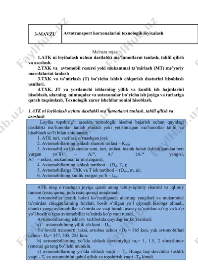 avtotransport korxonalarini texnologik loyixalash — PDF