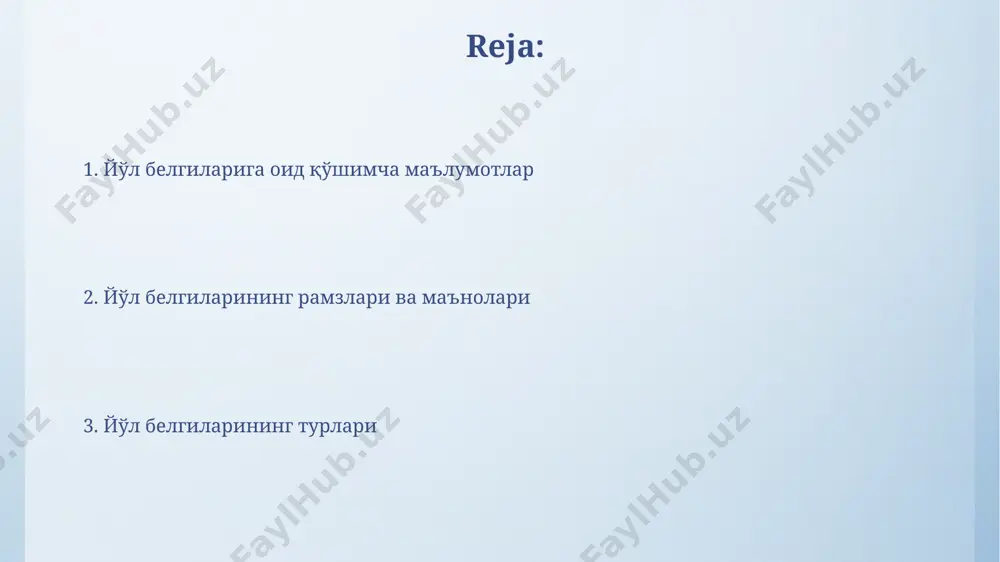 yo'lboshi harakati belgilarga malumot va rasmlar - Page 2