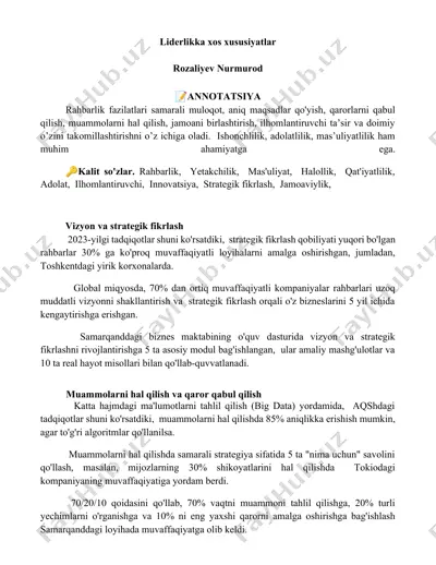 liderlikka xos xususiyatlar — DOCX