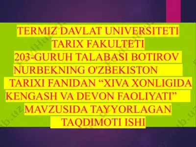 xiva xonligida kengash va devon faoliyati — PPTX