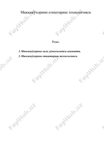 маккажўхорини етиштириш технологияси — DOC