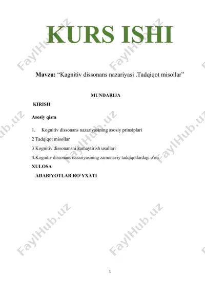 kagnitiv dissonans nazariyasi .tadqiqot misollar — DOCX