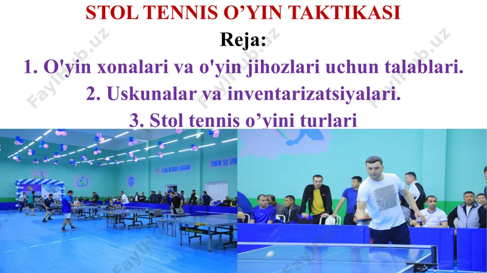 g yarmini o'tkazib yuborishda kamida bitta qoidalar buzilgan bo'lsa, miting yakunlangan hisoblanadi va ochko qabul qiluvchi tomonga beriladi. o'yin davomida qat'iyan taqiqlangan o’yin paytida stol yoki to'r yuzasiga tananing biron bir qismi yoki raketka bilan tegishi taqiqlangan. bunday qoidabuzarlik bilan bahs darhol to'xtatiladi va o'ynagan nuqta qarshi tomonga beriladi. miting paytida, to'p o'z hududiga zarba bergandan so'ng, uni raqibning maydonchasidagi stolga tushishi uchun uni to'rga tashlash kerak. g'olib birinchi bo'lib raqibni biron bir xatoga yo'l qo'yishga majbur qiladi. agar o'yinchi to'pni to'r orqali emas, uning yon tomoniga kesib o'tsa, real yutqazilgan deb hisoblanadi va raqib tomonga ochko beriladi. agar o'yinchilar bir vaqtning o'zida qoidalarni buzishi mumkin bo'lsa, masalan, o'yinchilar stolga bir vaqtning o'zida tegib ketishsa, hakam mitingni bekor deb e'lon qilishi va takroriy o'yin tayinlashi kerak. agar durangdan so'ng, raqiblar terini sochiq bilan artib olish uchun qisqa tanaffus qilish huquqiga ega. har bir o'yindan so'ng, daqiqali tanaffus beriladi, to'rtinchidan keyin …