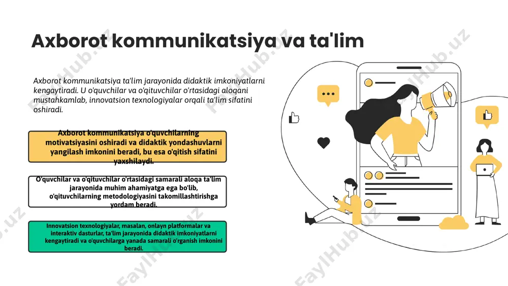 o'qitish metodlari, o'qituvchilarga individual yondashuvni amalga oshirish va o'quvchilar bilan samarali aloqalarni o'rnatish imkonini beradi. bu esa, o'qituvchilar uchun yangi imkoniyatlar yaratadi, masalan, o'quv jarayonini yanada moslashtirish va o'quvchilarning o'ziga xos ehtiyojlariga javob berish. kelajak ta'limi va kommunikatsiya kelajak ta'limida axborot kommunikatsiyaning o'rni muhimdir. innovatsion texnologiyalar, masalan, onlayn platformalar va interaktiv dasturlar, ta'lim jarayonida o'quvchilarga faol ishtirok etish imkonini beradi. bu o'quvchilarning o'zaro muloqot va hamkorligini kuchaytiradi. o'qitish metodlari o'zgarib bormoqda, an'anaviy darslardan interaktiv usullarga o'tish, o'quvchilarni ko'proq jalb etishga olib keladi. raqamli transformatsiya esa ta'lim sohasida jiddiy o'zgarishlar kiritmoqda, masofaviy o'qitish va raqamli resurslar orqali o'quvchilarning o'z-o'zini o'qitish qobiliyatlari rivojlanmoqda. bu jarayon kelajak ta'limining sifatini oshirishga yordam beradi. photo by diego ph on unsplash didaktik imkoniyatlar ta'lim jarayonida o'quvchilarning faoliyatini yaxshilashga yordam beradi. ular innovatsion yondashuvlar va metodlar orqali o'qitishni samarali tashkil etishga imkon beradi. didaktik imkoniyatlarni rivojlantirish strategiyalari rivojlantirish strategiyalari o'quvchilarning o'quv jarayoniga faol ishtirok etishini ta'minlaydi. o'qituvchilar …