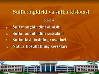sulfit angidrid va sulfat kislotasi — PPT