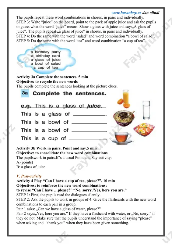 4-sinflar uchun unit 6. lesson 1 can i have a cup of tea? - Page 4