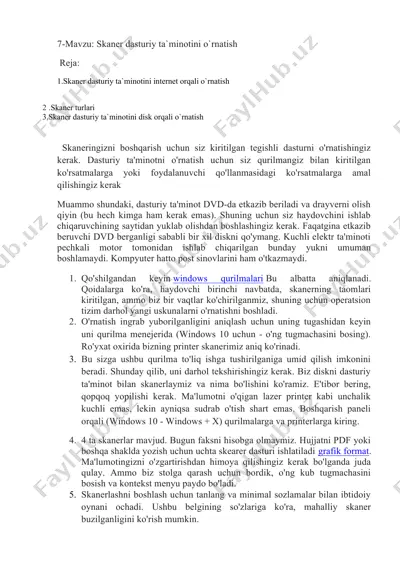 skaner dasturiy ta`minotini o`rnatish — DOCX