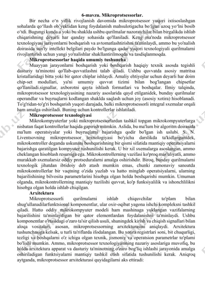 mikroprotsessorlar — DOCX