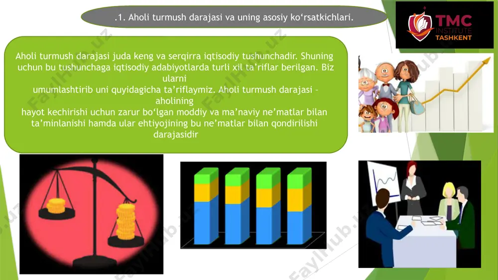 izimidagi eng asosiy yo‘nalish – bu narxlar erkinlashtirilishi va pulning qadrsizlanish darajasi ortib borishi munosabati bilan daromadlarning eng kam va o‘rtacha darajasini muntazam oshirib borish hisoblanadi. bunda respublikaning o‘ziga xos yondashuvi ishlab chiqilib, daromadlar nisbatini o‘zgartirish, ish haqi, pensiyalar, stipendiyalarning, jamg‘arma banklardagi aholi omonatlari stavkalarining eng oz miqdorini bir vaqtning o‘zida qayta ko‘rib chiqish yo‘li bilan amalga oshiriladi. daromadlar nisbatini o‘zgartirishda joriy etilgan yangi yagona tarif setkasi katta ahamiyatga ega bo‘ldi. bu barcha toifadagi xodimlarning mehnat haqi miqdorlarini tarif koeffitsientlari orqali, eng kam ish haqi vositasi bilan bevosita o‘zaro bog‘lash imkonini berdi sog‘liqni saqlash sohasida davlat muassasalari bilan bir qatorda xususiy tibbiyot yo‘nalishi ham jadal rivojlanmoqda. davolash faoliyati turlari 50 tadan 126 taga ko‘paytirilib, qator imtiyozlar berilgani tufayli o‘tgan yili 634 ta xususiy tibbiyot muassasasi tashkil etildi. image1.jpeg image2.jpeg image3.jpeg image4.jpeg image5.jpeg image6.jpeg image7.jpeg image8.jpeg image9.jpeg image10.jpeg image11.jpeg image12.jpeg image13.jpeg image14.jpeg image15.jpeg image16.jpeg image17.jpeg image18.jpeg image19.jpeg image20.jpeg image21.jpeg image22.jpeg image23.jpeg …