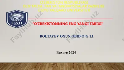 "o'zbekistonning eng yangi tarixi" — PPTX