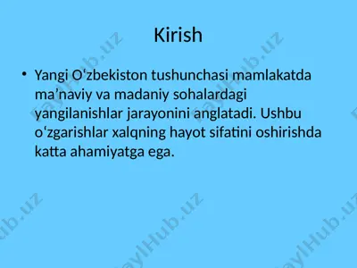 o‘zbekiston madaniyati yangilanishlari — PPTX